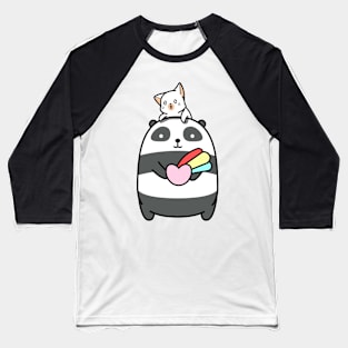 Cute Panda Rainbow Love for Kitty Baseball T-Shirt